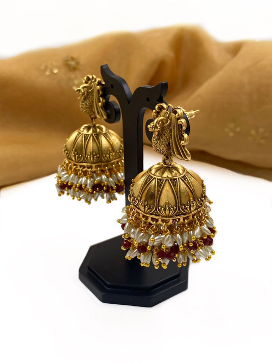 Exclusive Gold Plated Ethnic Style Stunning Pearl Drop Jhumka Earrings For  Women Wedding Bridal Fashion Jewelry - Walmart.com